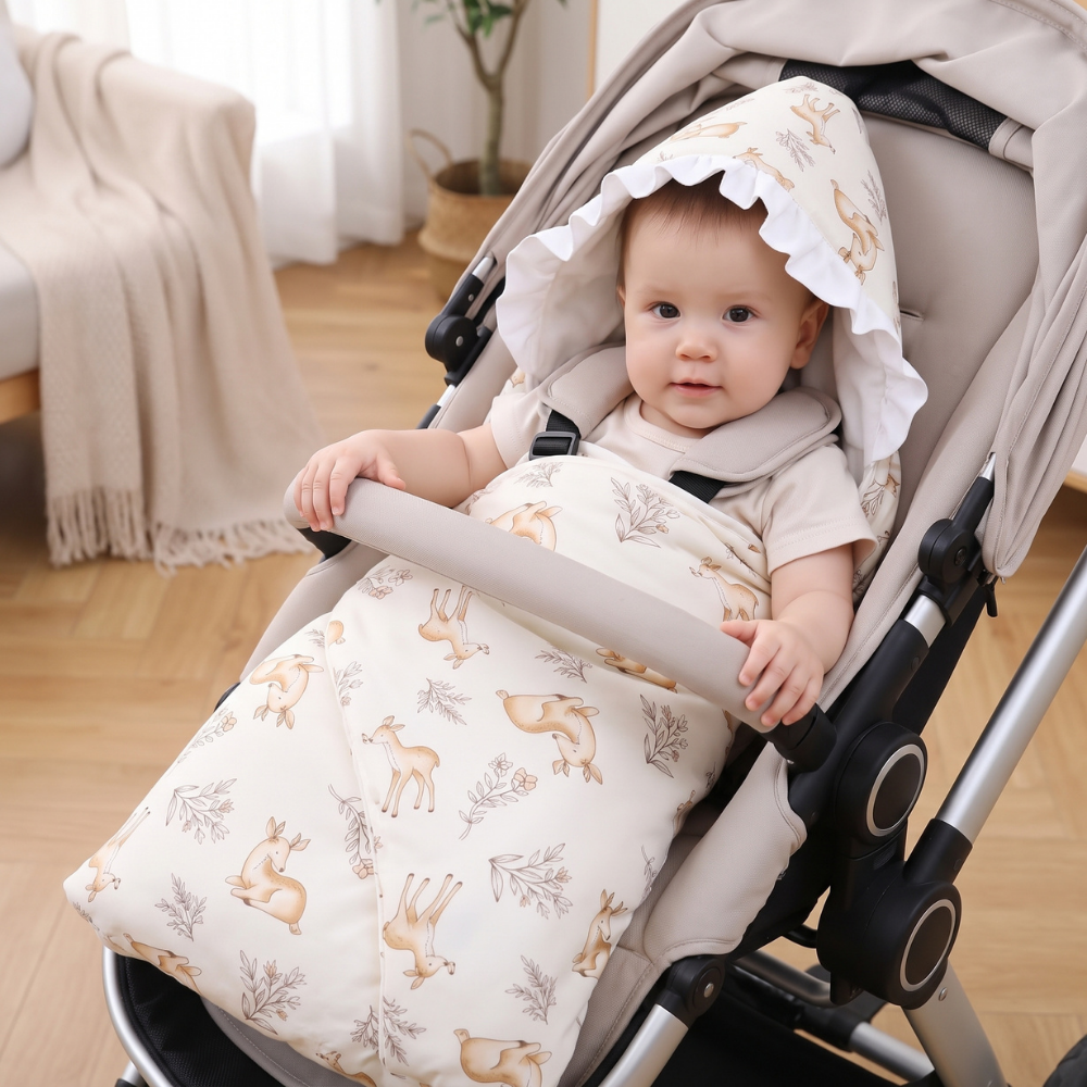 Momi Toys Hooded Baby Blanket, Cotton Stroller Blanket