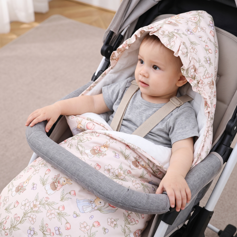 Momi Toys Hooded Baby Blanket, Cotton Stroller Blanket