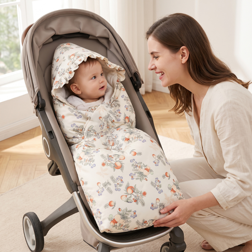 Momi Toys Hooded Baby Blanket, Cotton Stroller Blanket