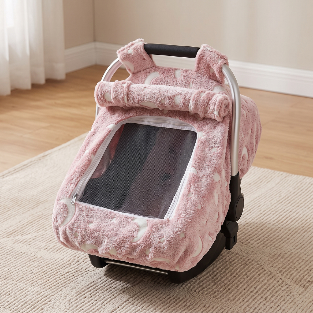 Momi Toys Winter Car Seat Cover, Glow Stars Carrier Canopy