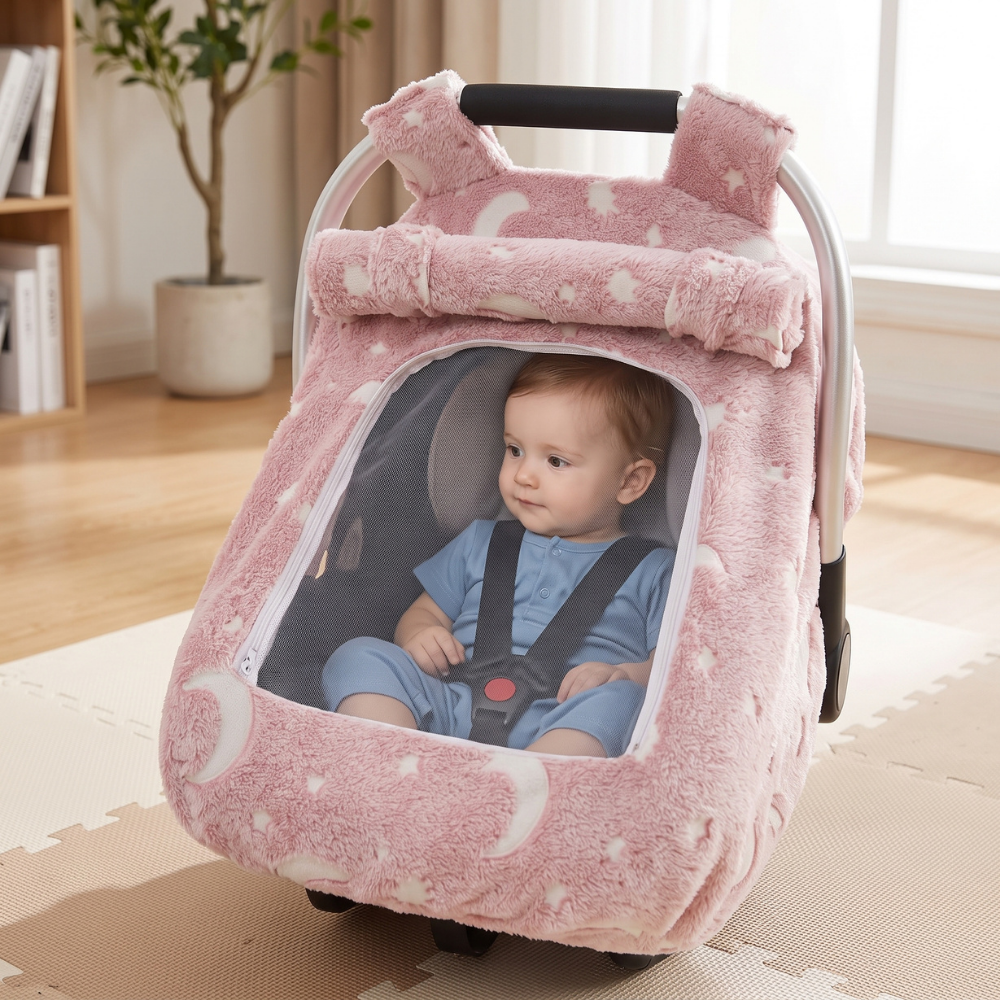 Momi Toys Winter Car Seat Cover, Glow Stars Carrier Canopy