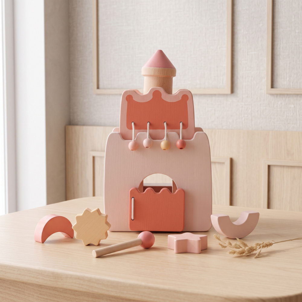 Momi Toys Wooden Activity Cube, Montessori Shape Sorter Toy