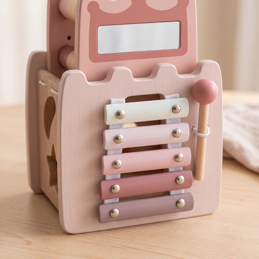 Momi Toys Wooden Activity Cube, Montessori Shape Sorter Toy