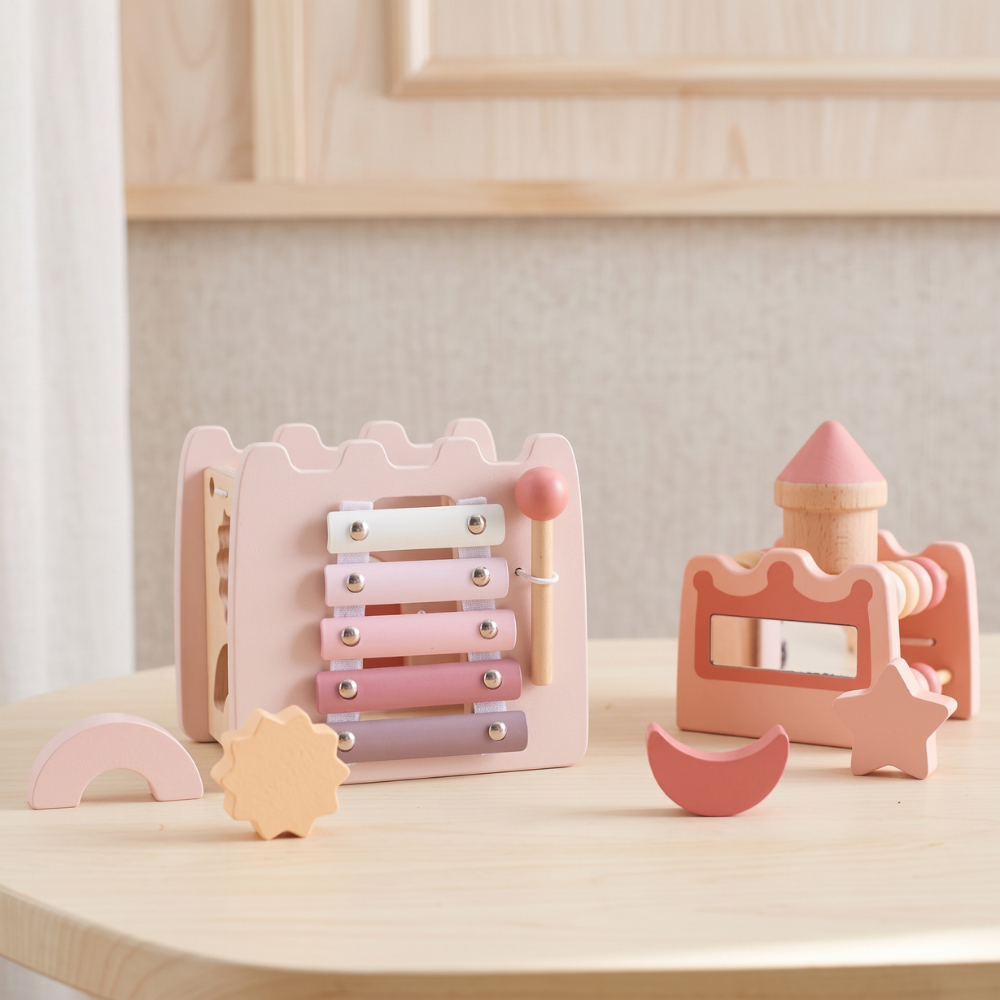 Momi Toys Wooden Activity Cube, Montessori Shape Sorter Toy