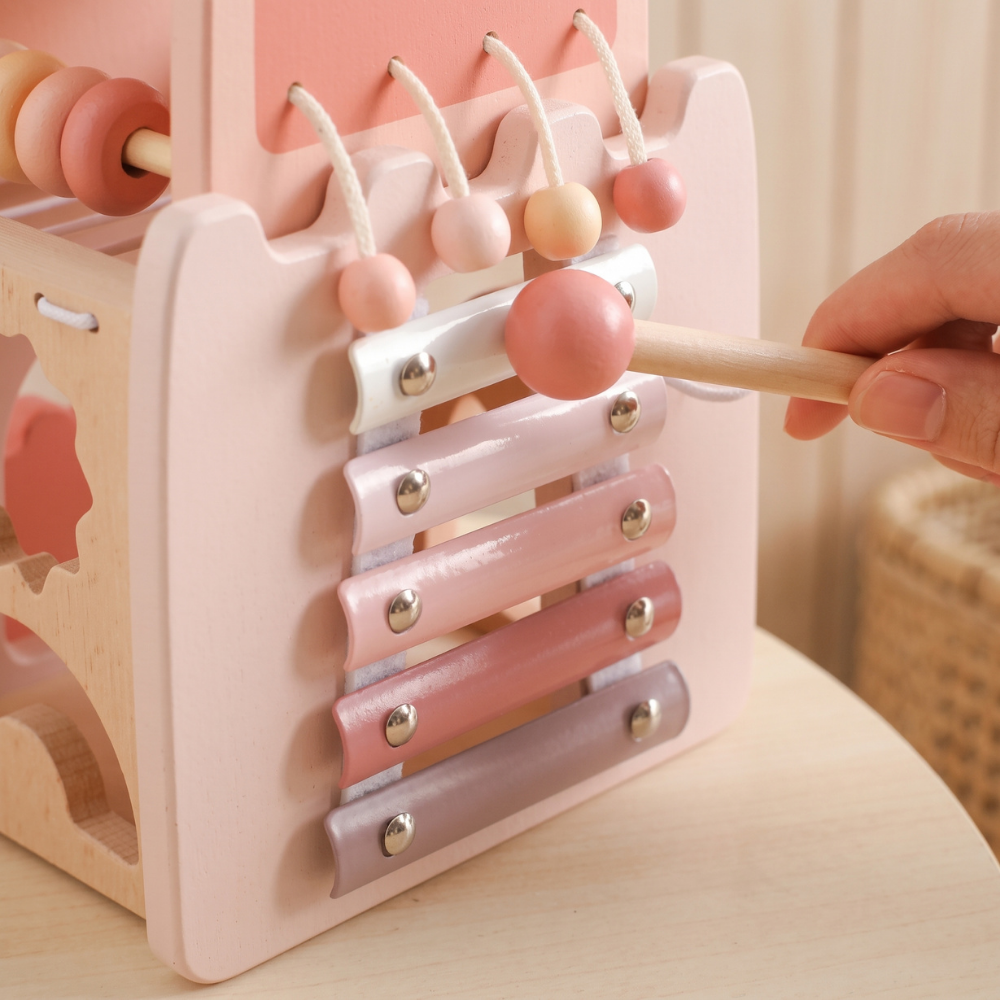 Momi Toys Wooden Activity Cube, Montessori Shape Sorter Toy