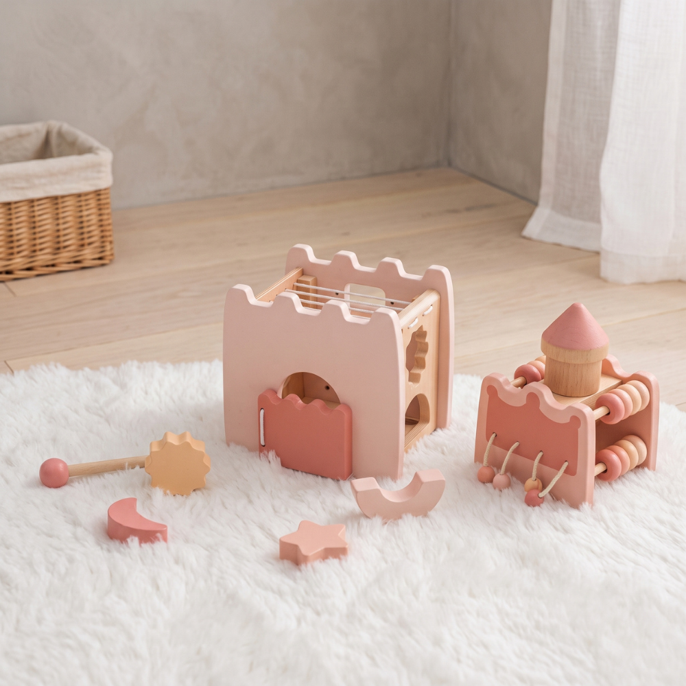 Momi Toys Wooden Activity Cube, Montessori Shape Sorter Toy