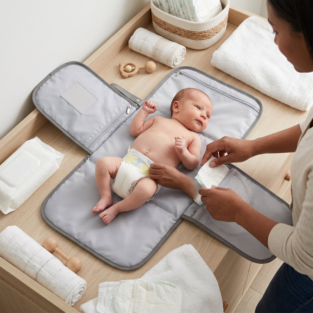 Momi Toys Portable Changing Pad, Waterproof Diaper Changing Mat
