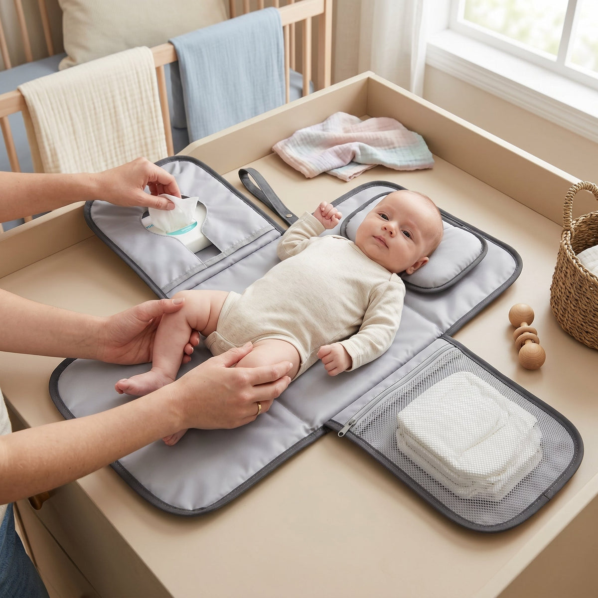 Momi Toys Portable Changing Pad, Waterproof Diaper Changing Mat