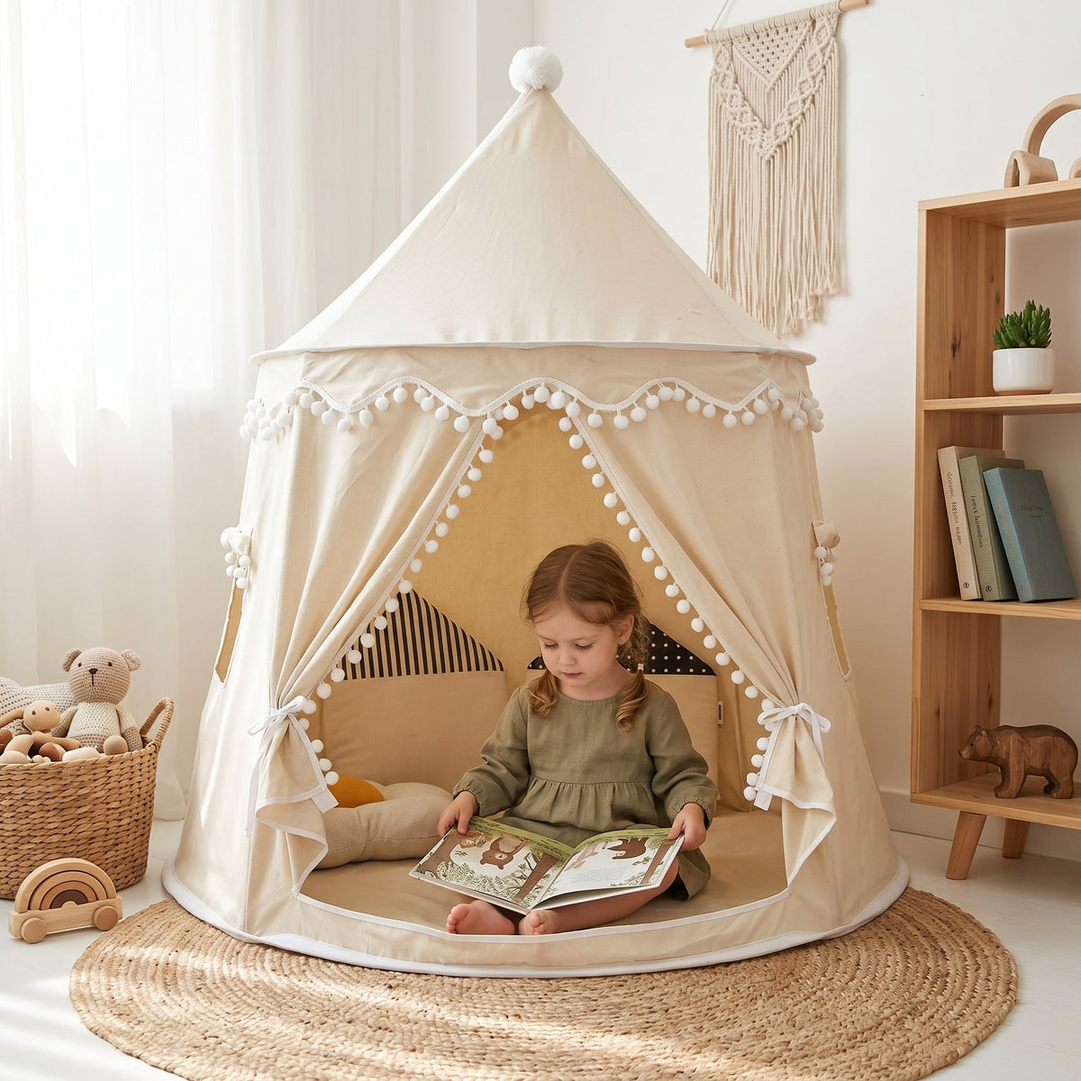 Momi Toys Canvas Play Tent, Kids Teepee Tent Playhouse