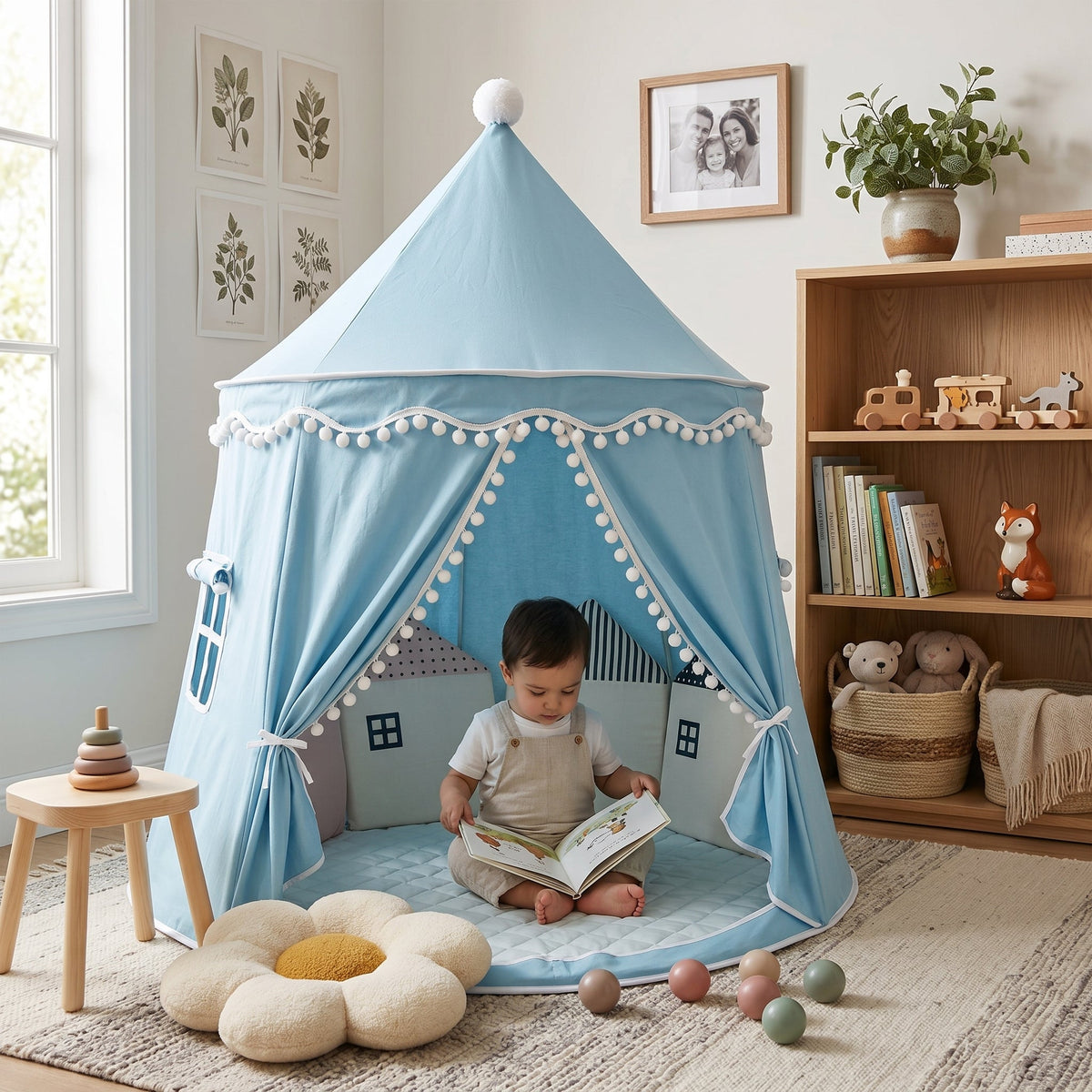 Momi Toys Canvas Play Tent, Kids Teepee Tent Playhouse