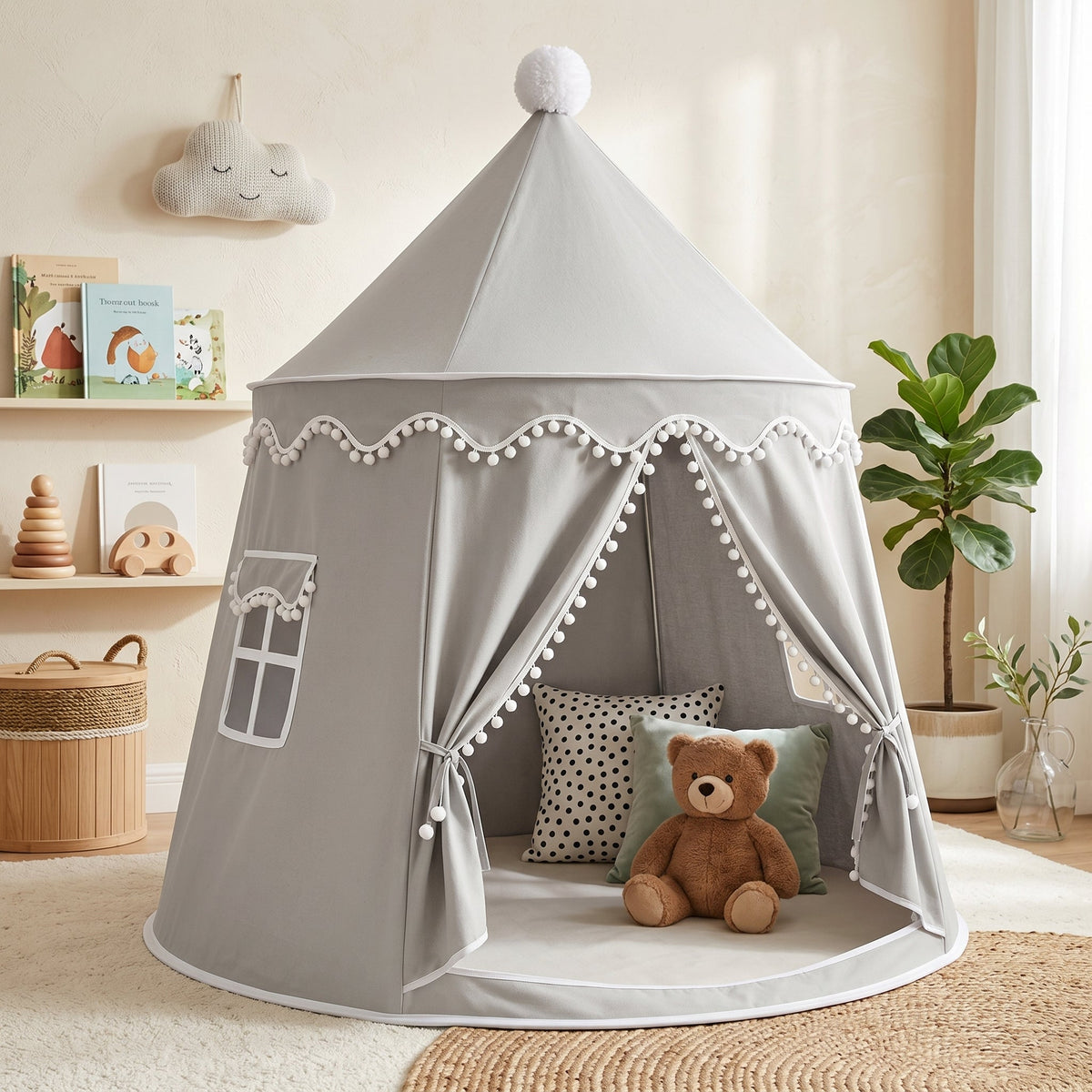 Momi Toys Canvas Play Tent, Kids Teepee Tent Playhouse