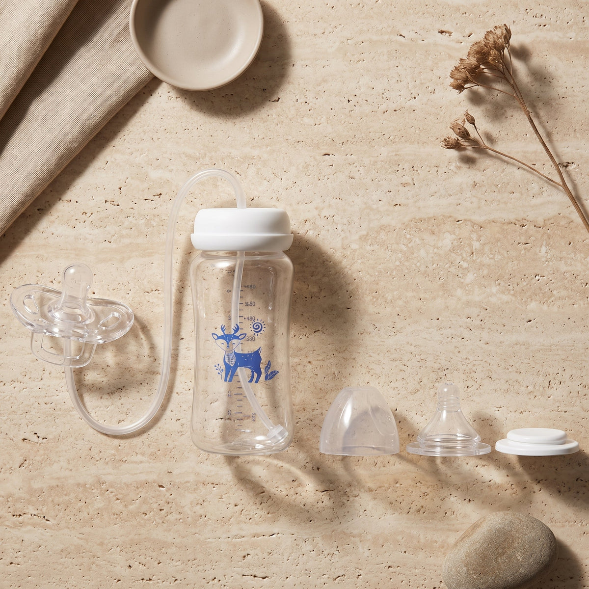 Momi Toys Hands Free Baby Bottle, Sippy Straw Feeding Bottle