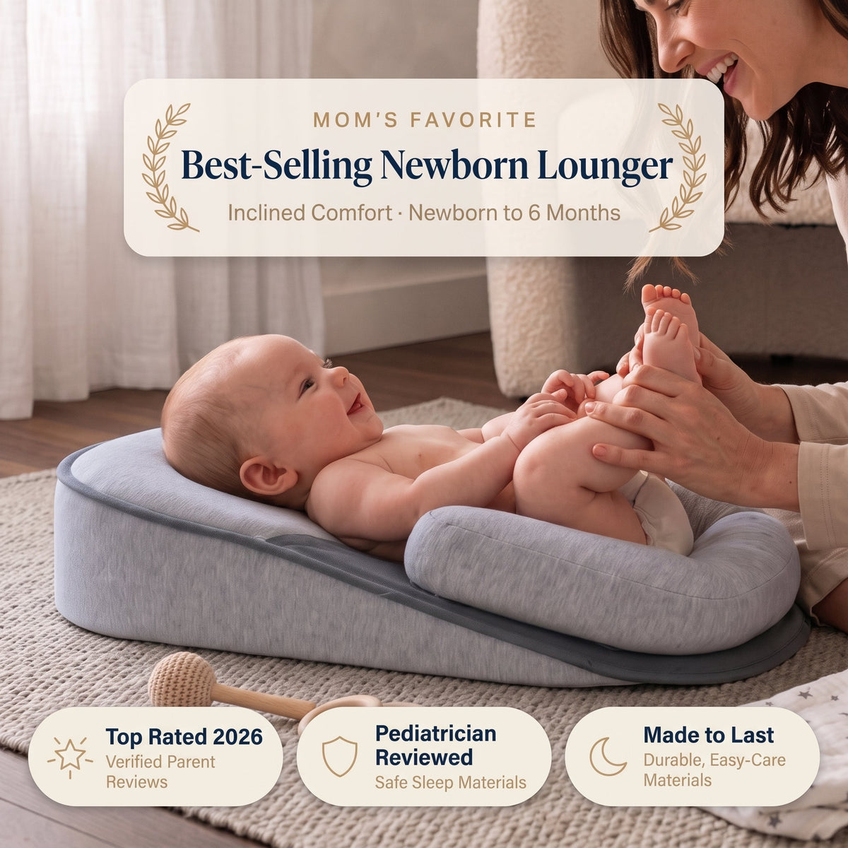 Momi Toys Cotton Baby Lounger, Soft Baby Nest Infant Lounger