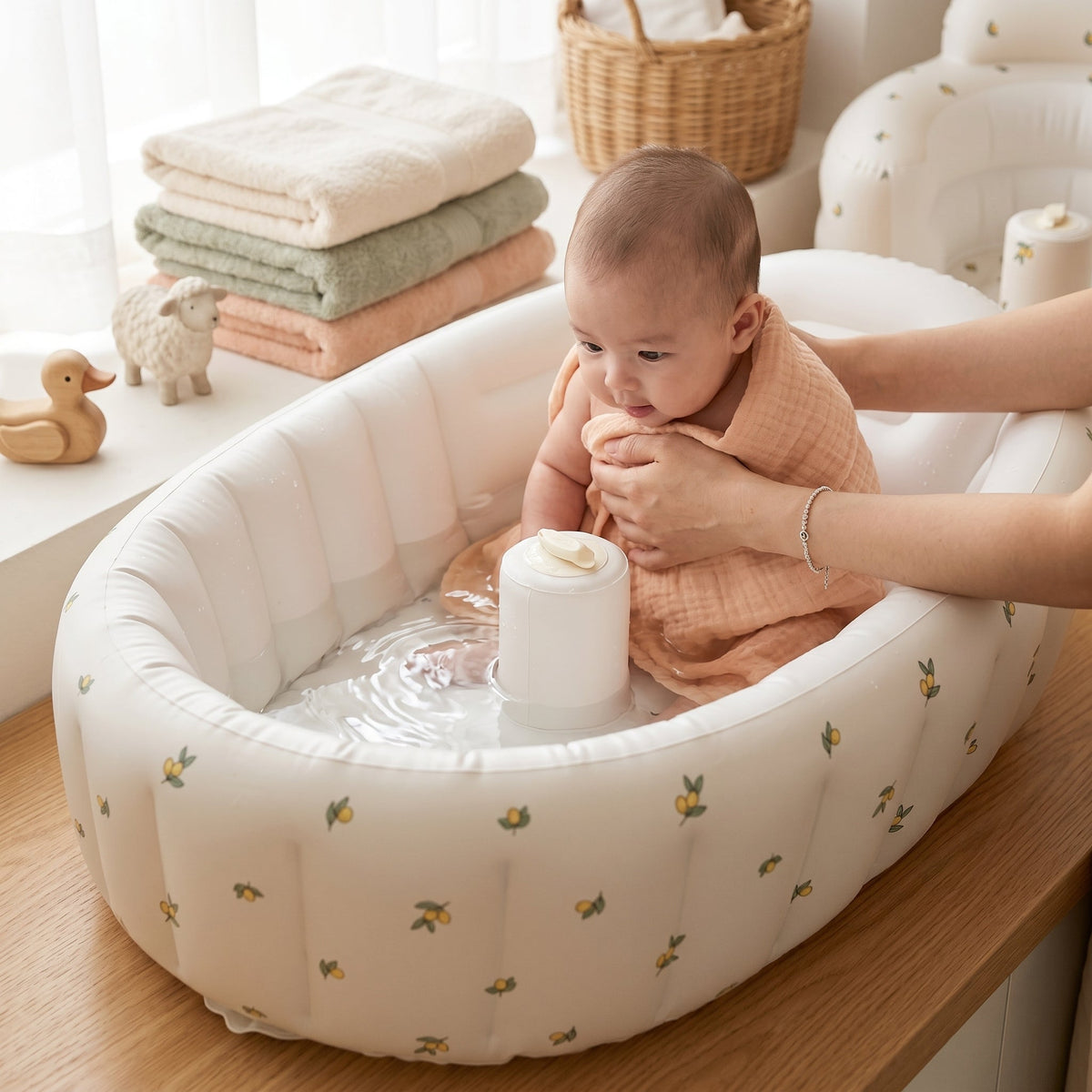 Momi Toys Inflatable Baby Bath Tub, Portable Soft Sided Bathtub