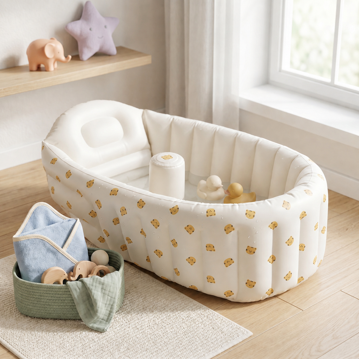 Momi Toys Inflatable Baby Bath Tub, Portable Soft Sided Bathtub