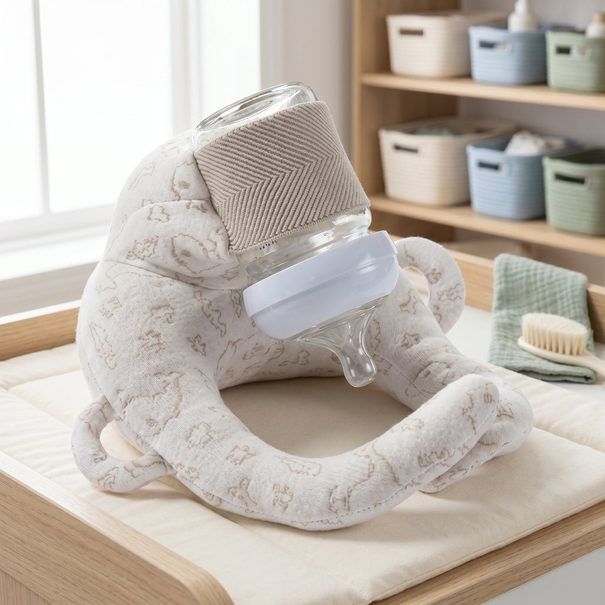 Momi Toys Baby Bottle Holder, Hands Free Feeding Pillow