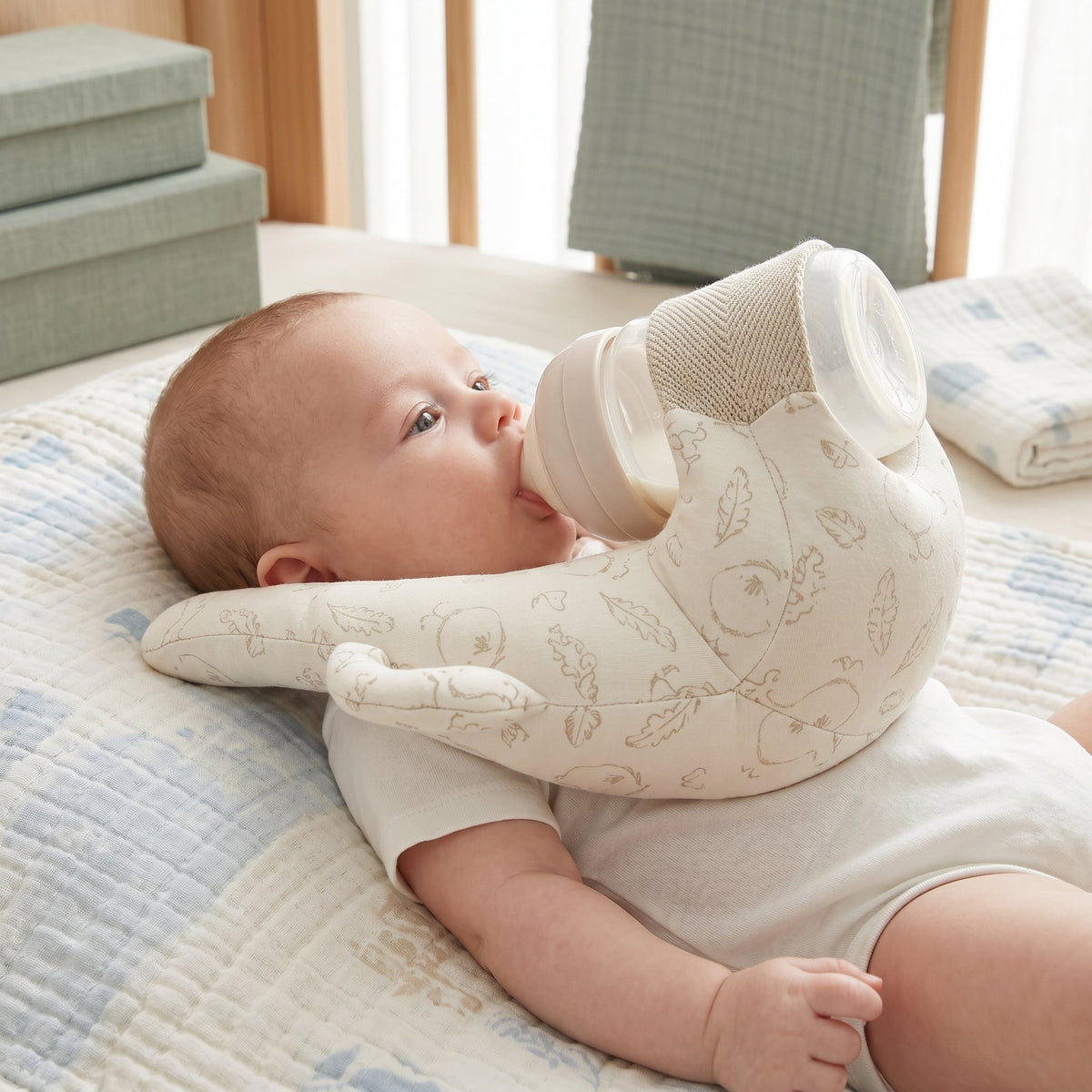 Momi Toys Baby Bottle Holder, Hands Free Feeding Pillow
