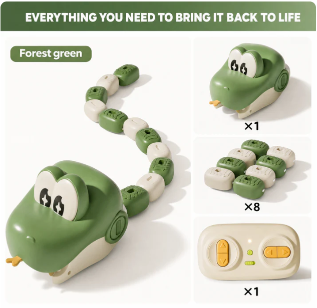 Momi Toys Remote Control Snake Toy for Kids, Grows as It Eats Blocks