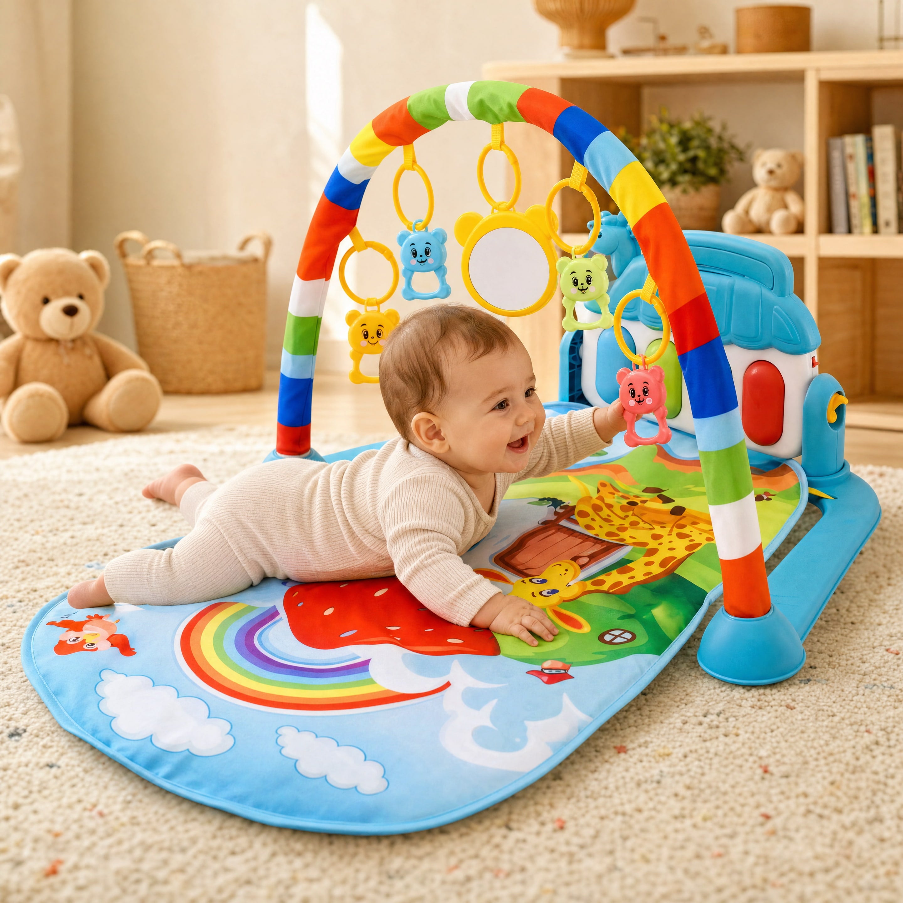 3-in-1 Baby Play Gym & Piano Mat — Musical Activity Gym for Newborns to Toddlers