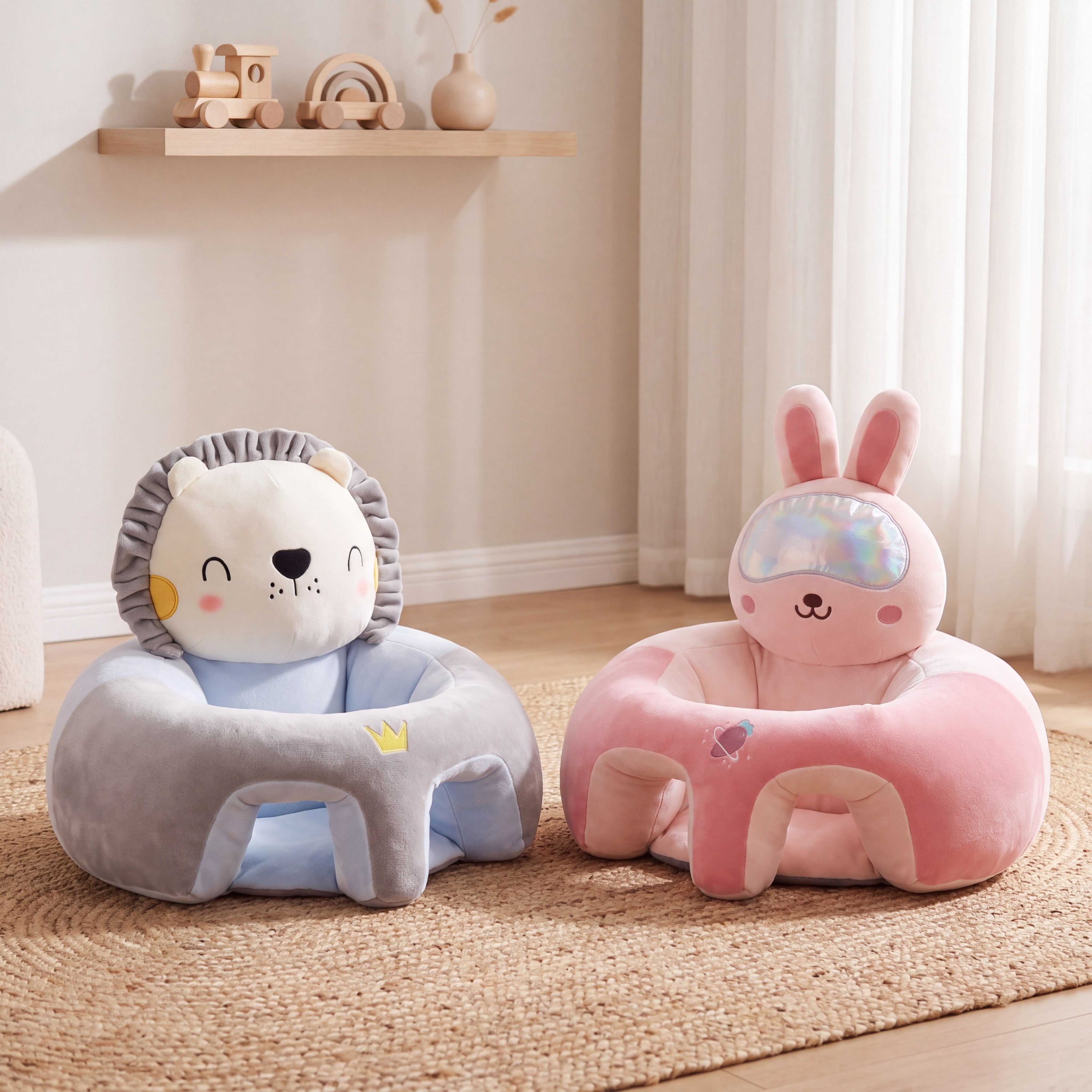 Baby Sitting Support Seat — Soft Plush Floor Seat for Learning to Sit