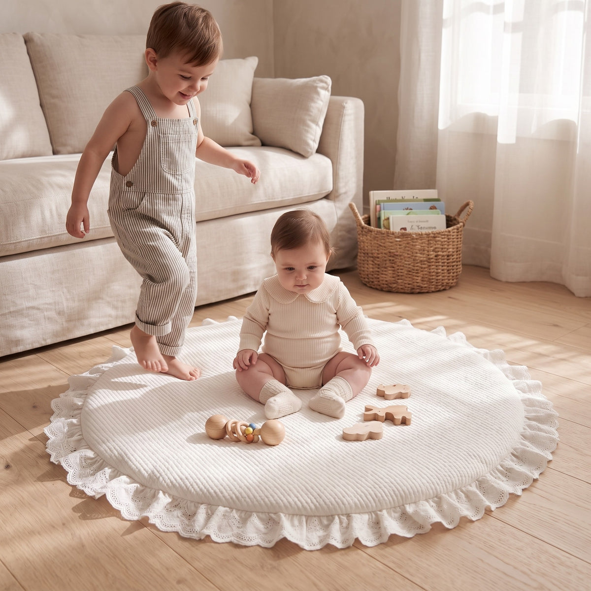 momi-05-3 round play mat in living room