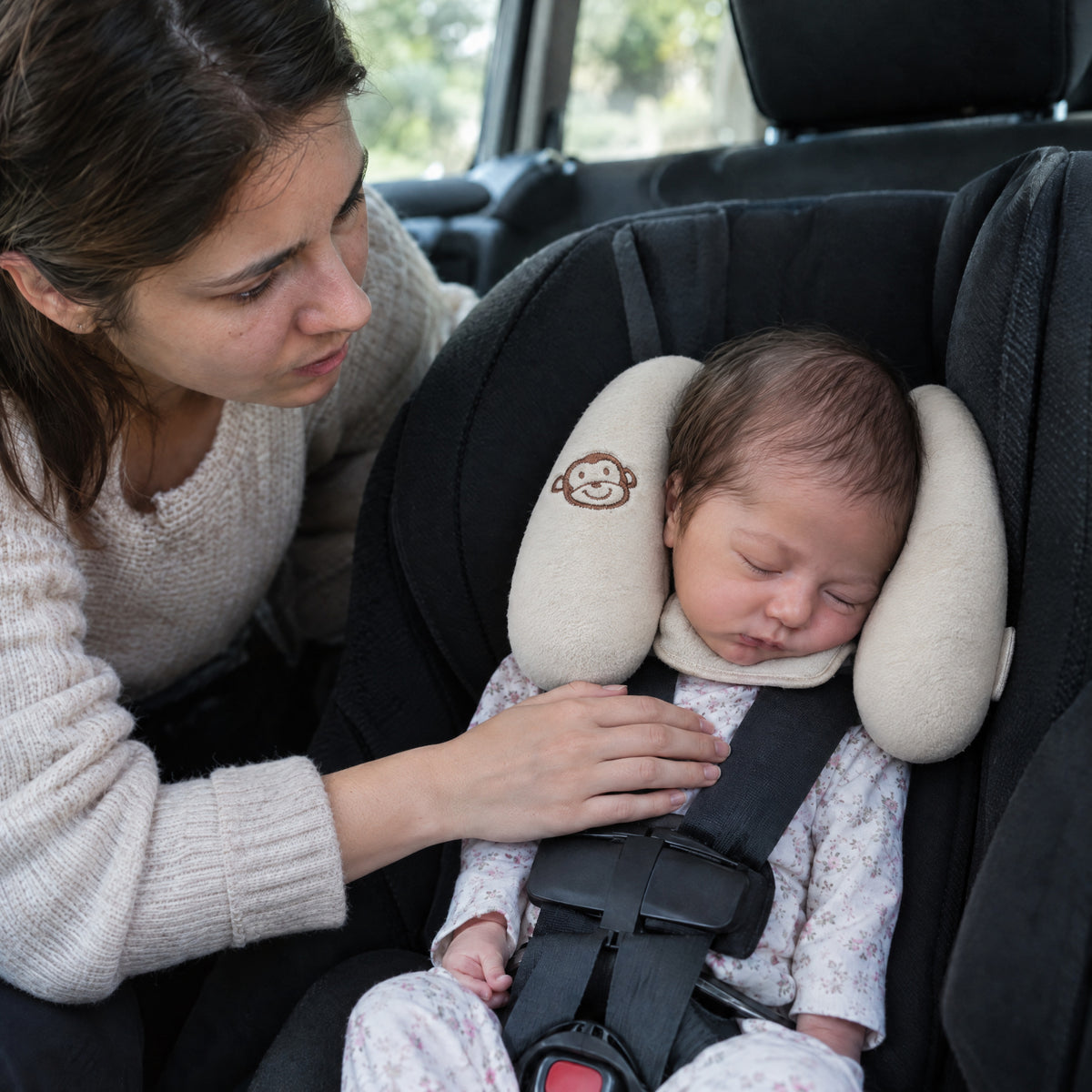 Baby Head Support Pillow, after: With Momi Toys head support