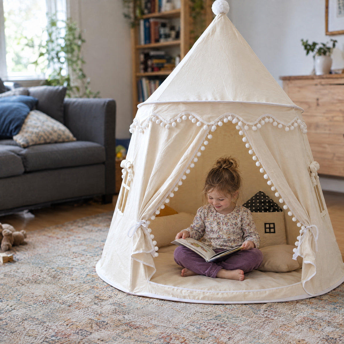Canvas Play Tent, after: With Momi Toys teepee