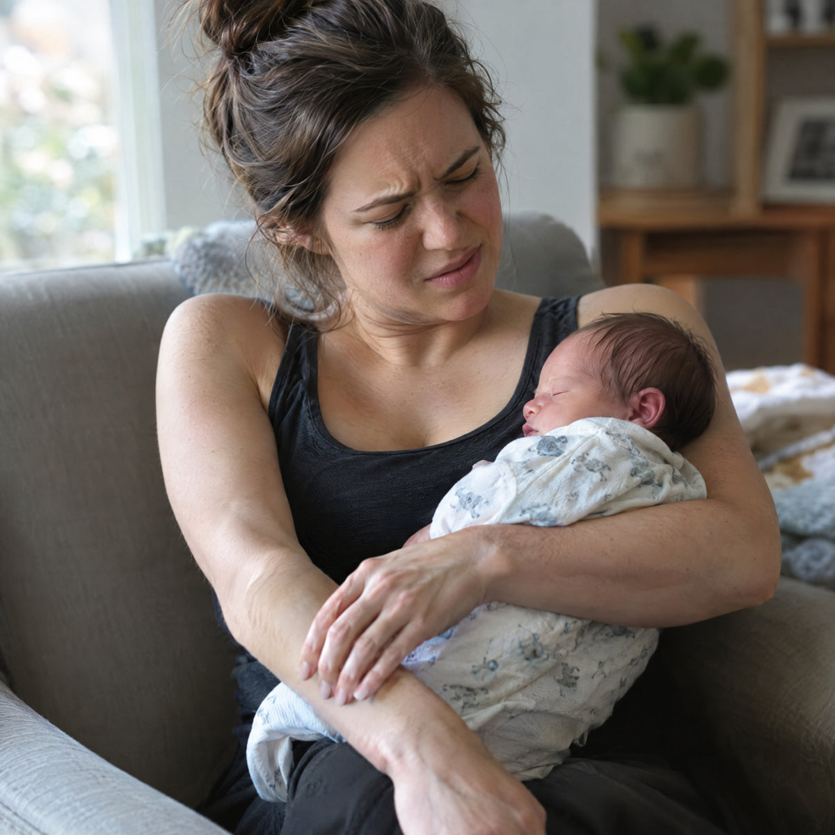 Nursing Arm Pillow for Feeding, before: Bare arm