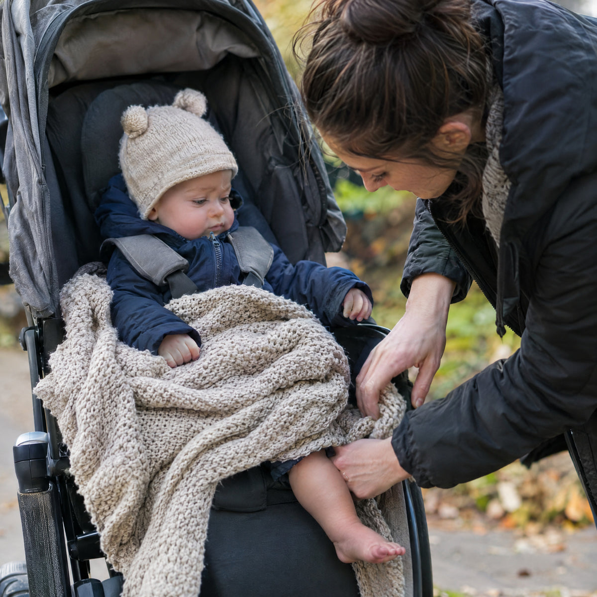Reversible Quilted Baby Swaddle Blanket for Stroller & Car Seat, before: Loose blanket