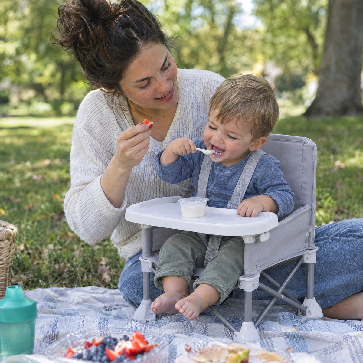 Travel Booster Seat, after: With Momi Toys booster seat