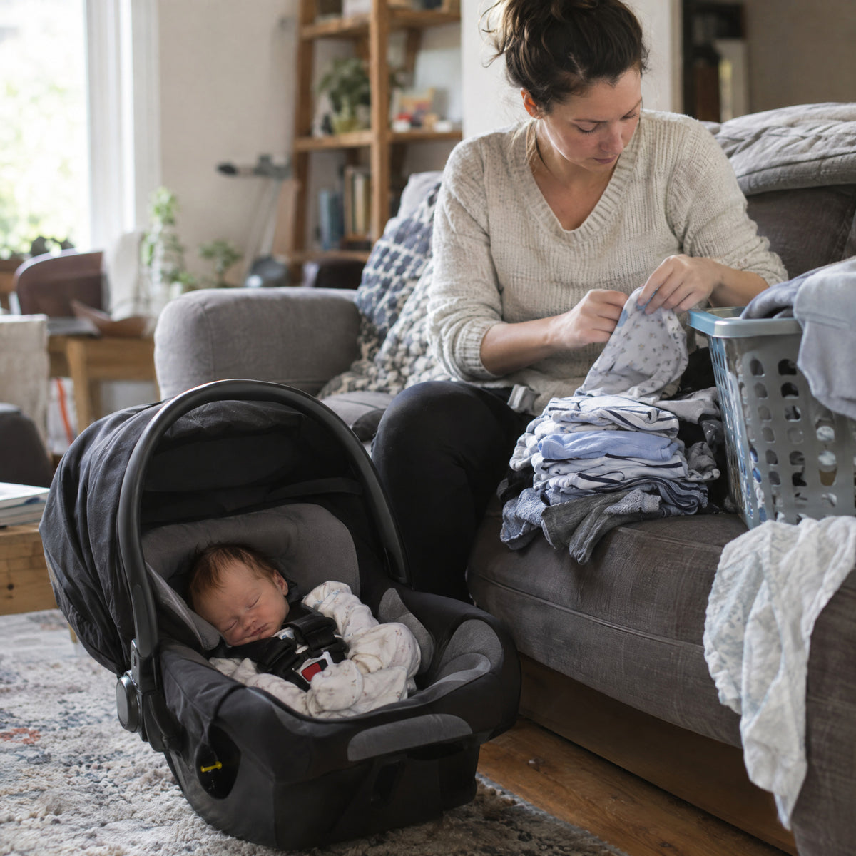 Woven Moses Basket, before: Napping in the car seat