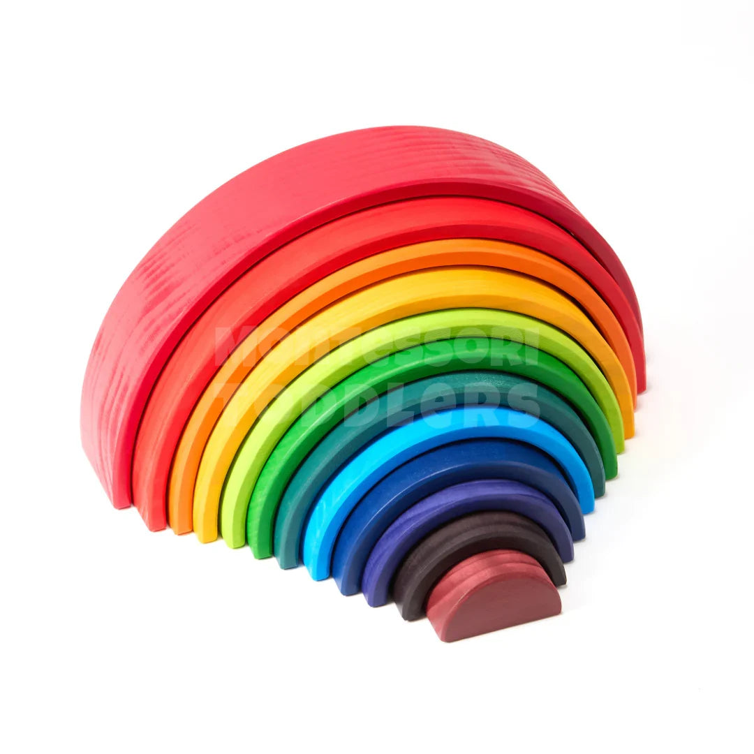 Momi Toys Large Wooden Rainbow Stacking Toy