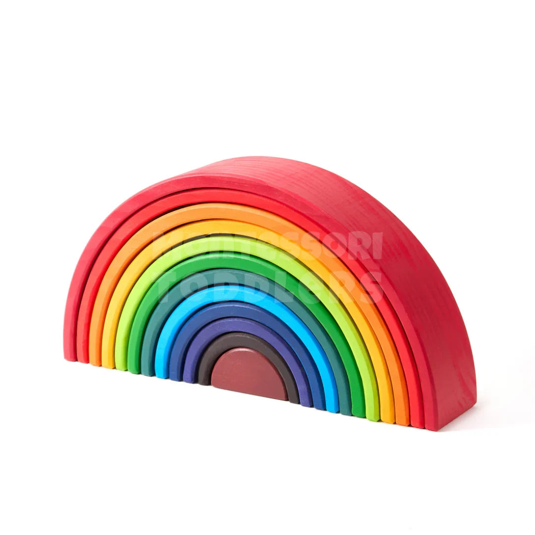 Momi Toys Large Wooden Rainbow Stacking Toy