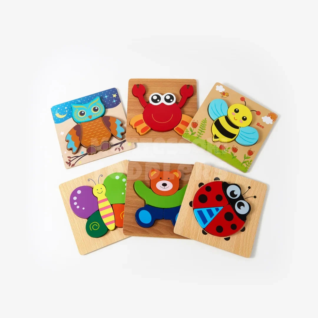 Momi Toys Wooden Animal Puzzles 6-Pack