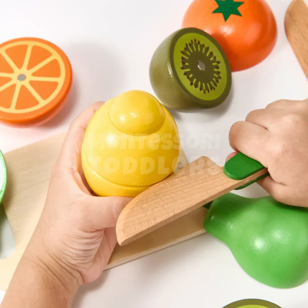 Momi Toys Wooden Cutting Fruits & Vegetables Set
