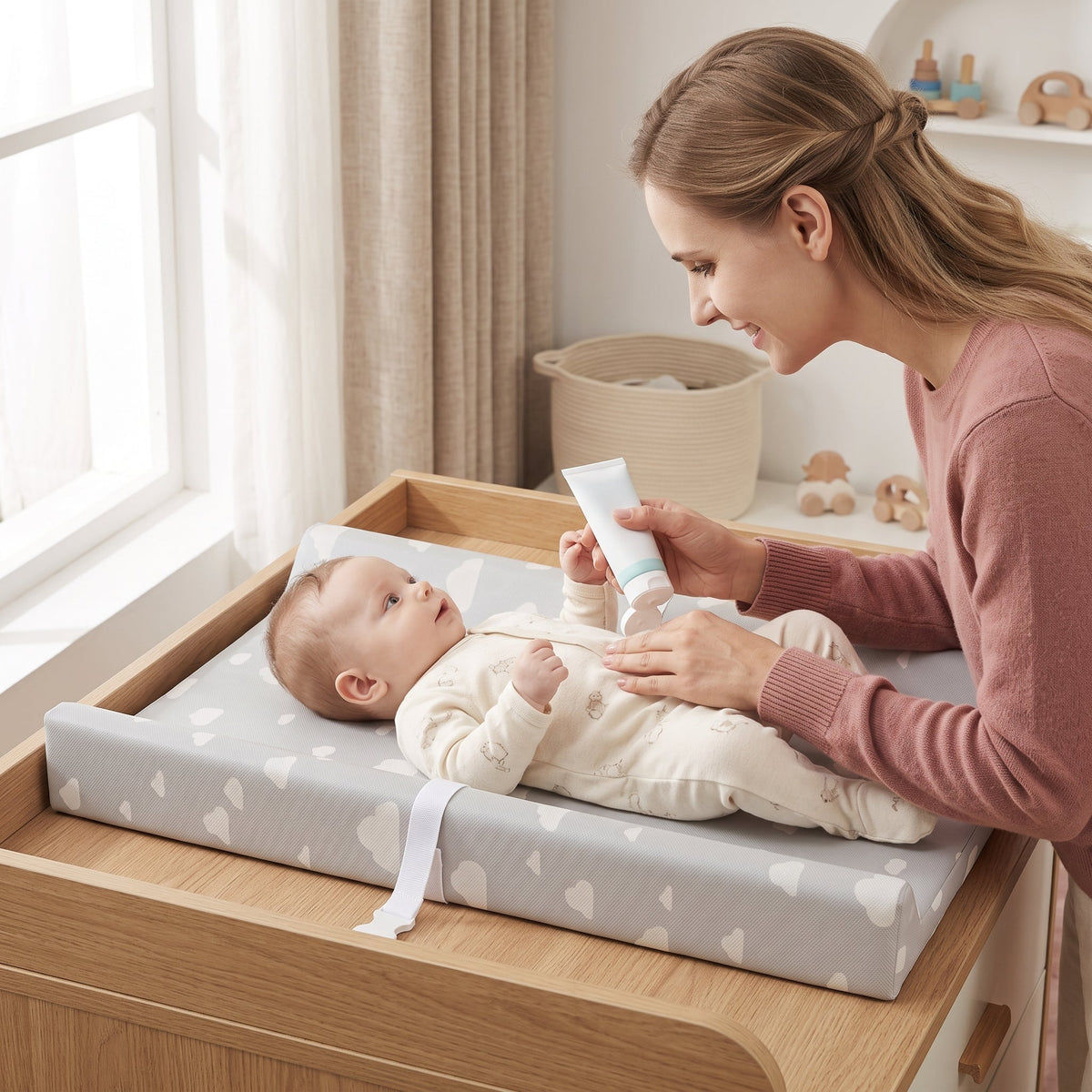 Momi Toys Waterproof Baby Changing Pad, Contoured Mat