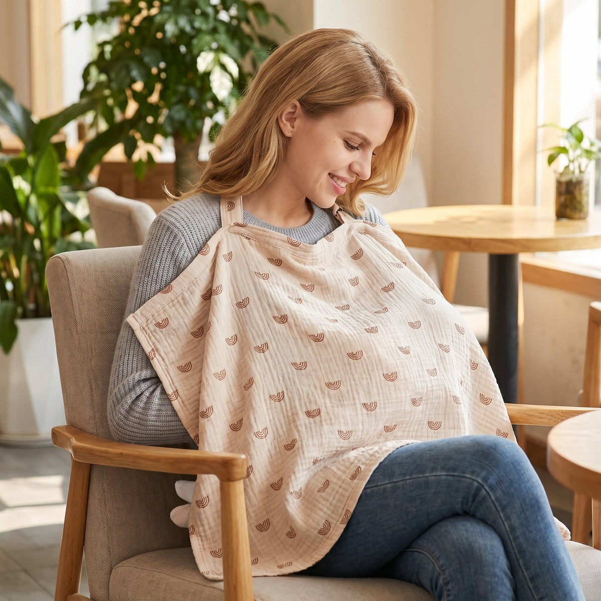 Momi Toys Nursing Cover Poncho, Cotton Breastfeeding Cover