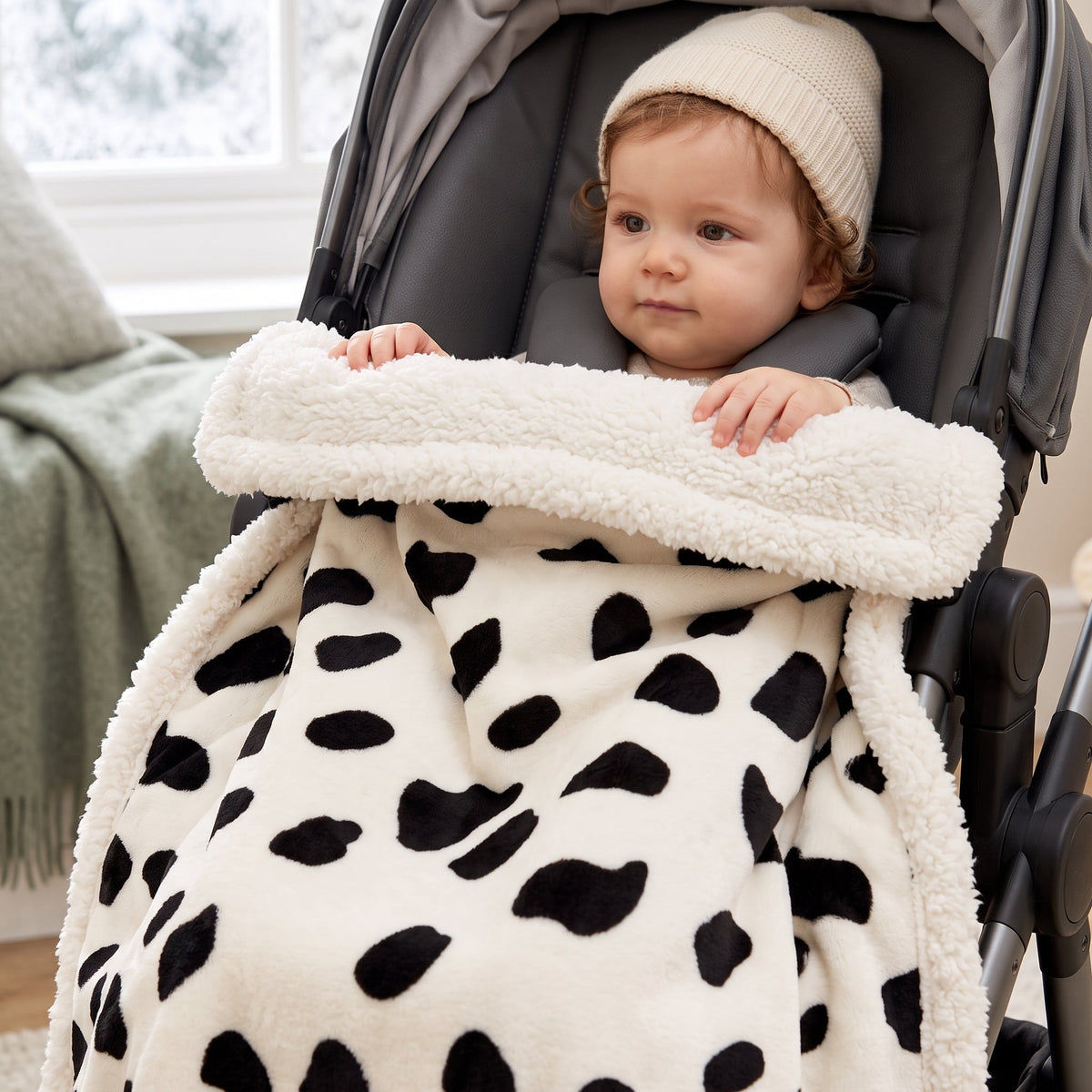 Momi Toys Flannel Baby Blanket, Sherpa Fleece Stroller Blanket