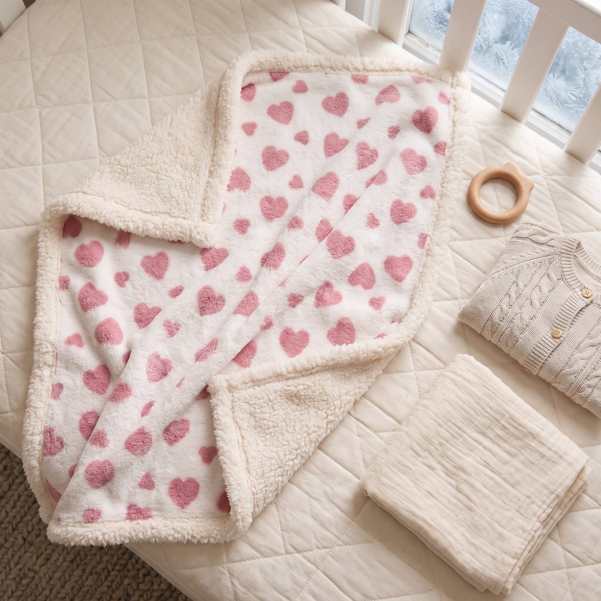Momi Toys Flannel Baby Blanket, Sherpa Fleece Stroller Blanket
