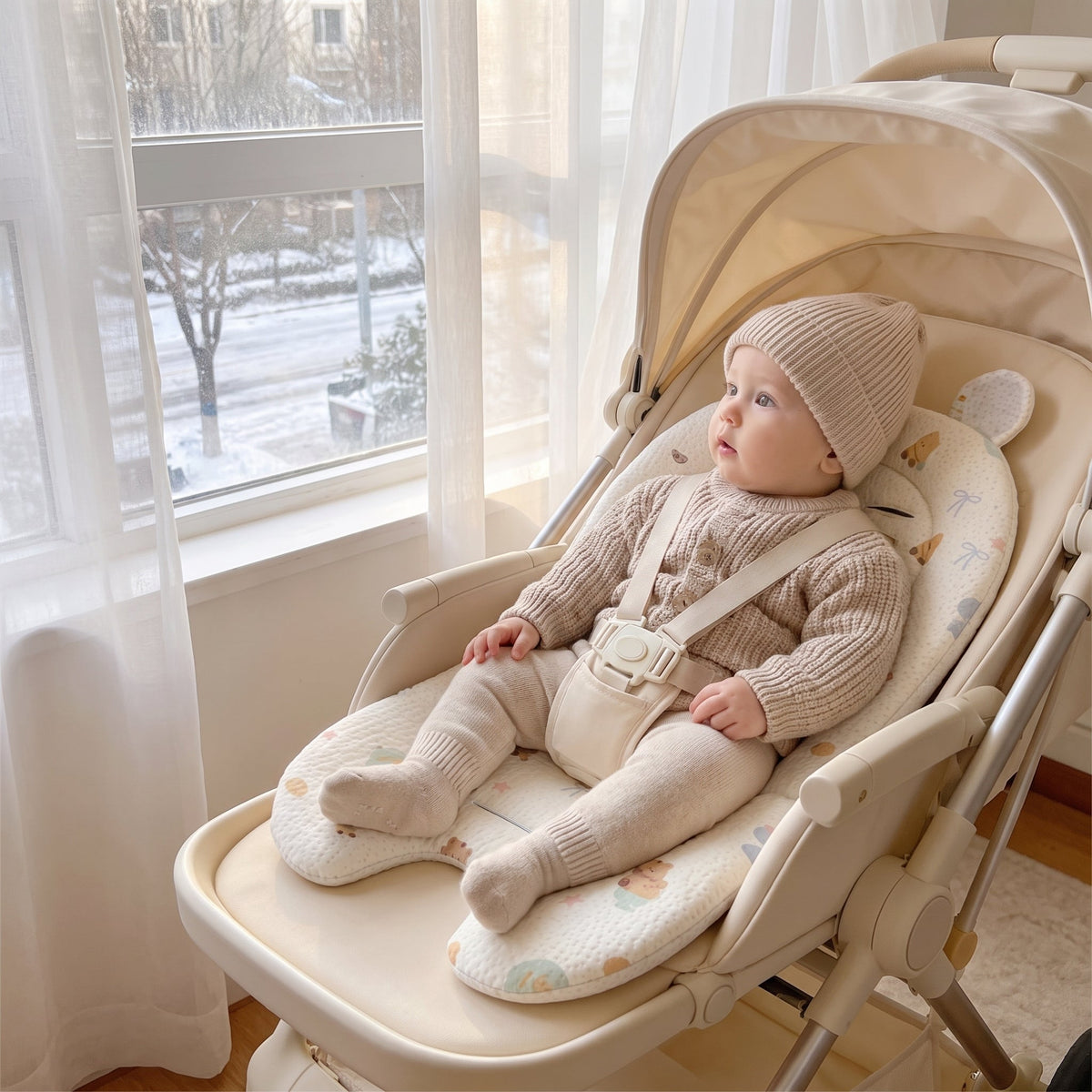 Momi Toys Car Seat Insert, Padded Stroller Cushion Seat Liner