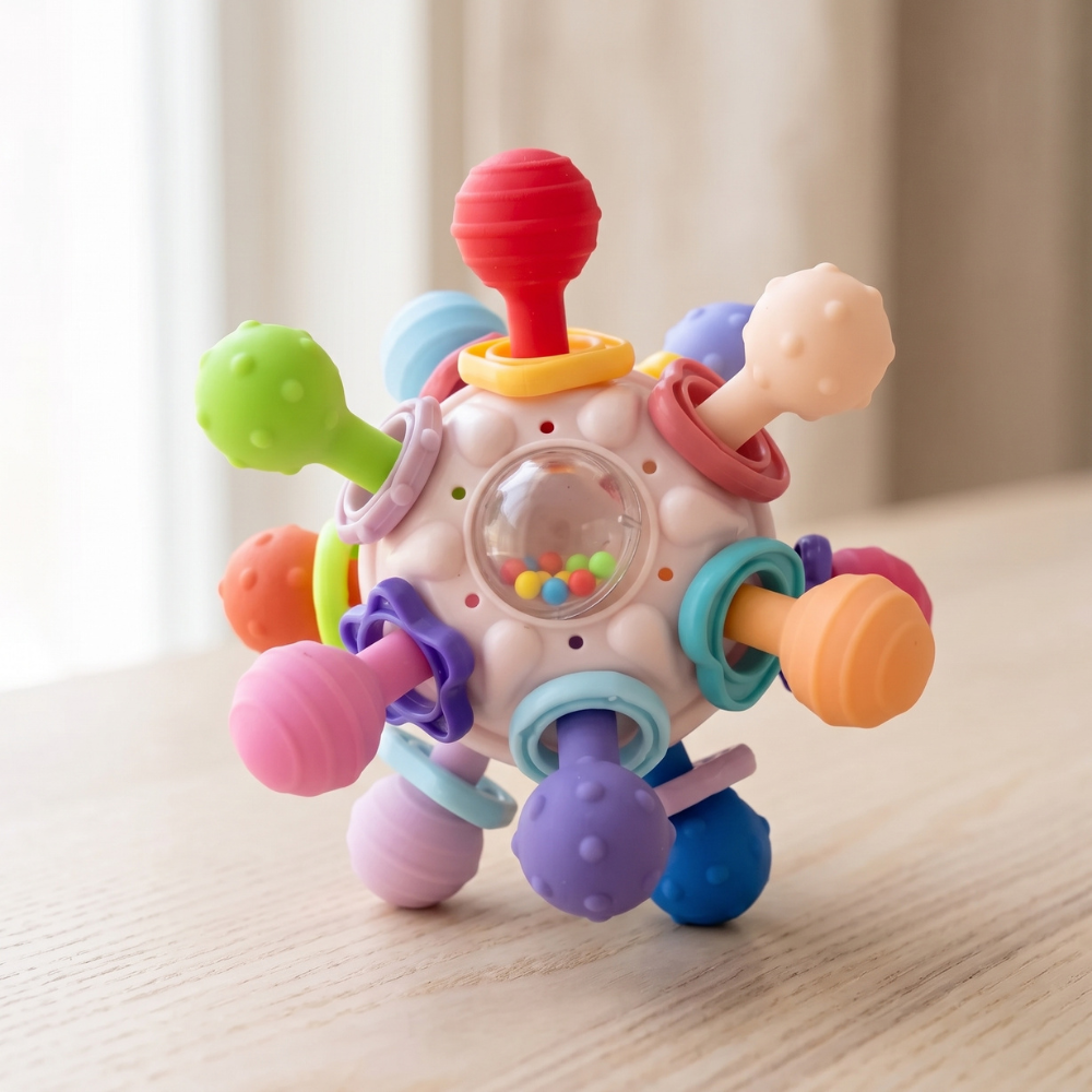 Momi Toys Montessori Sensory Teether, Silicone Baby Teething Toy