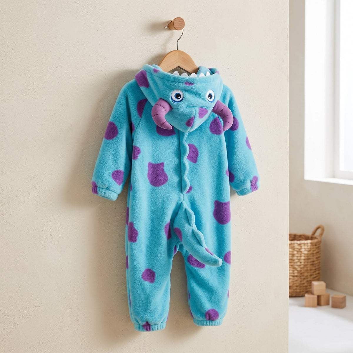 Momi Toys Plush Monster Baby Costume, Hooded Fleece Romper