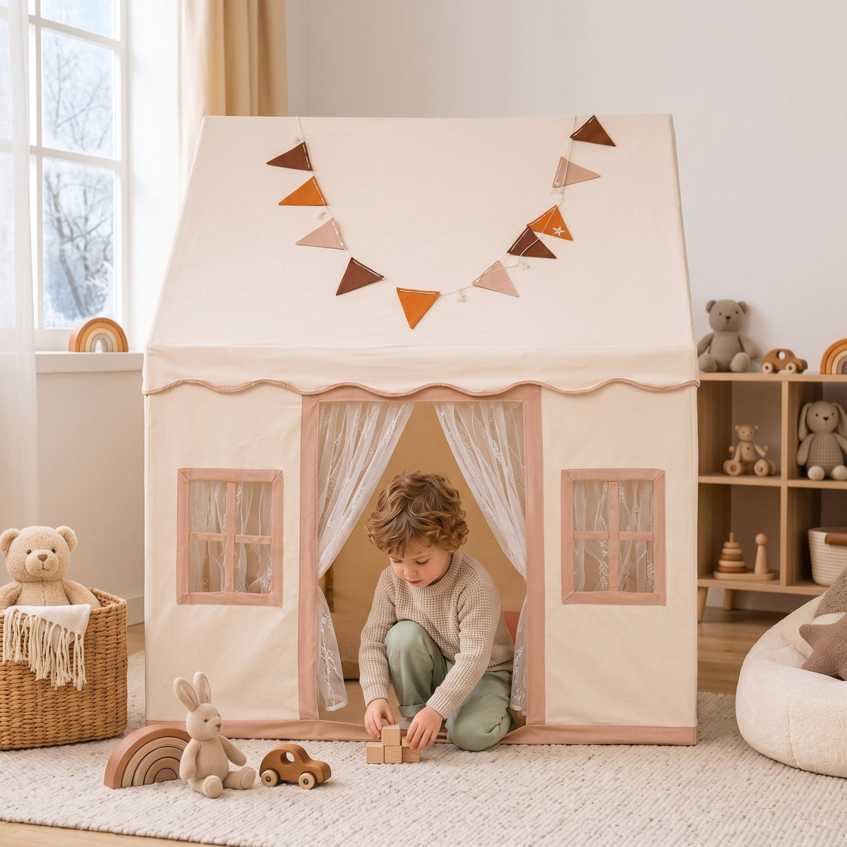 Momi Toys Cotton Play Tent, Kids Teepee Indoor Playhouse