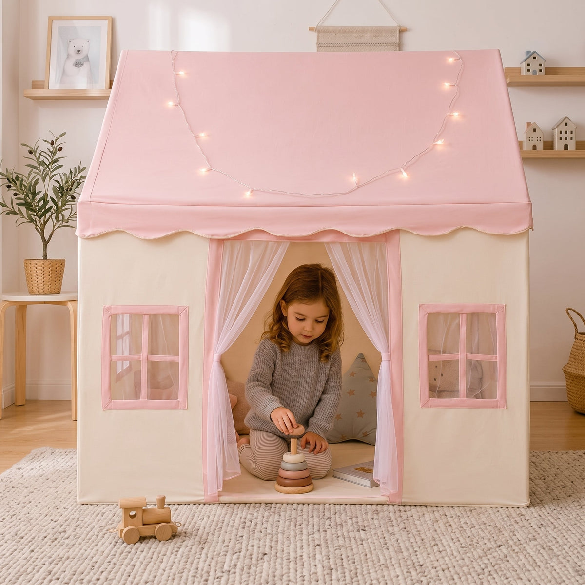 Momi Toys Cotton Play Tent, Kids Teepee Indoor Playhouse