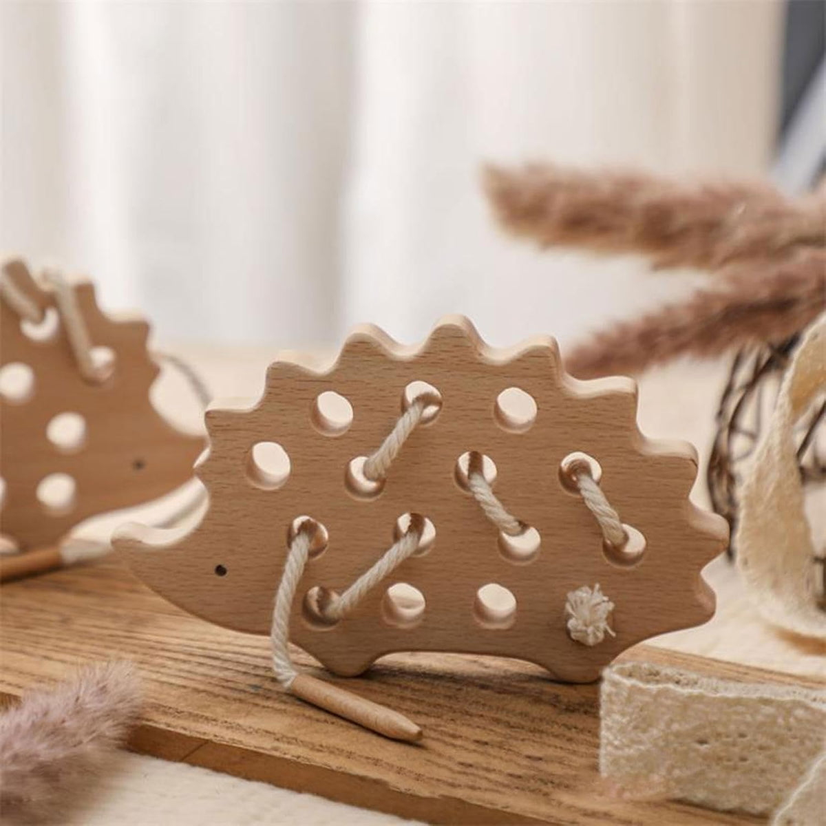 Momi Toys Wooden Hedgehog Threading Toy