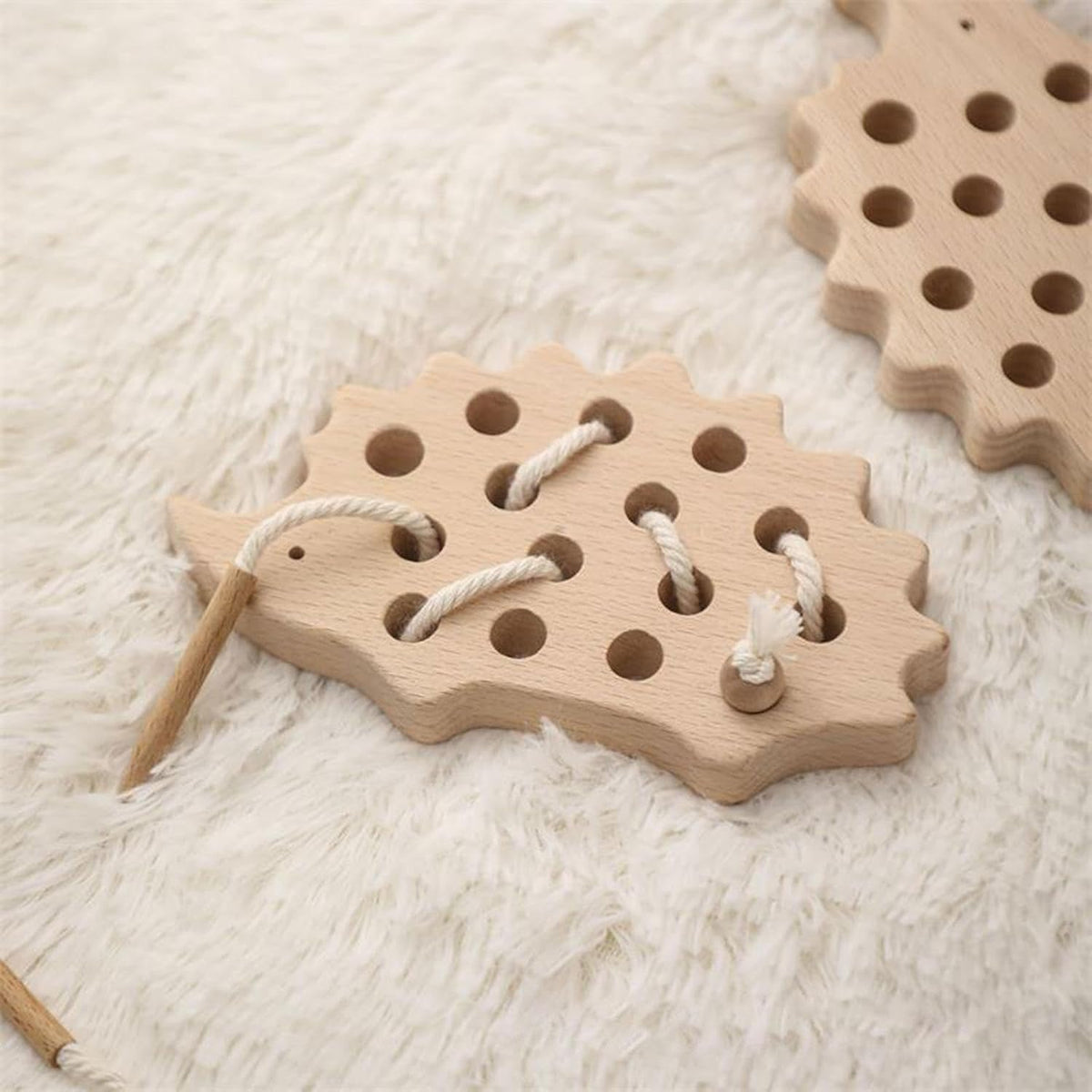 Momi Toys Wooden Hedgehog Threading Toy