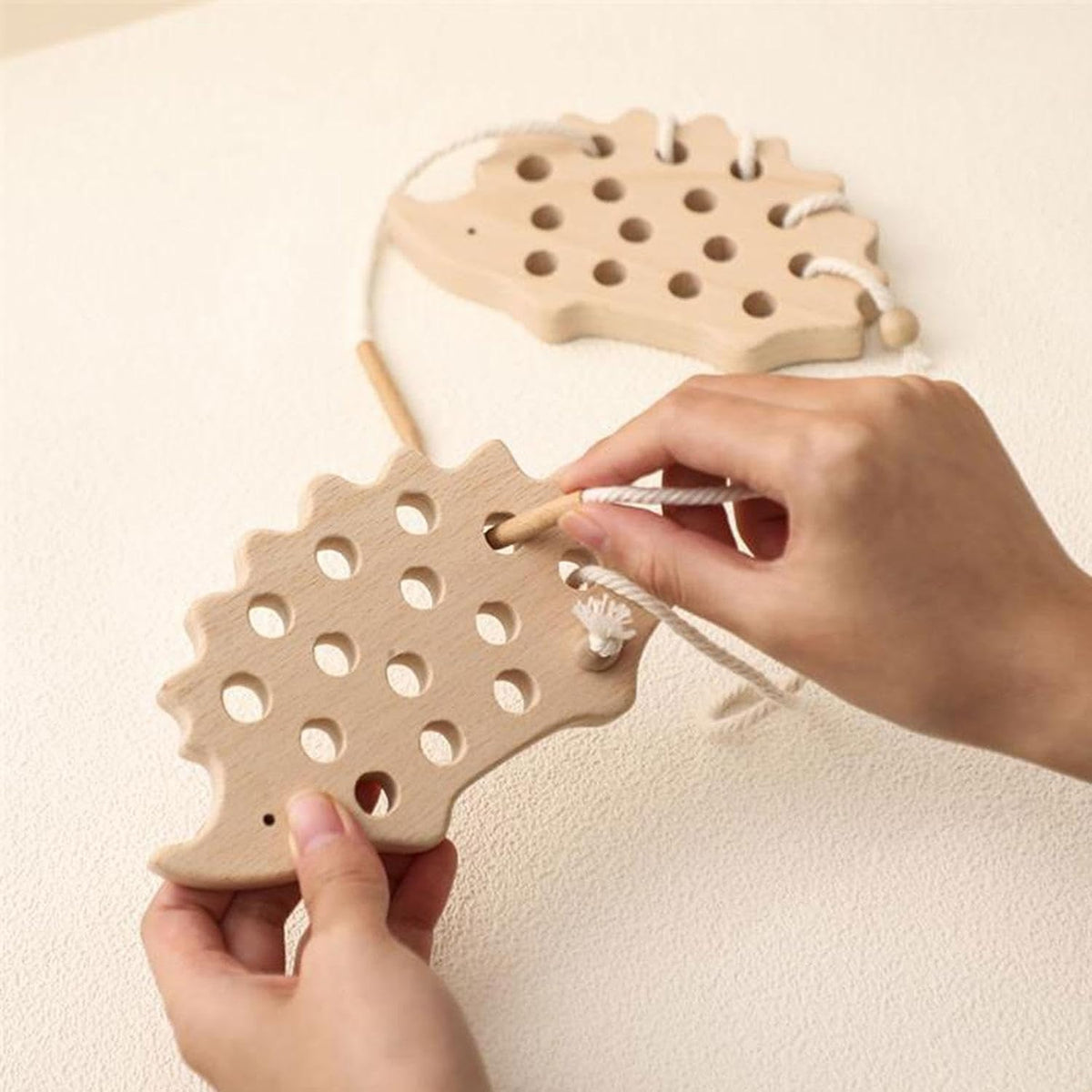 Momi Toys Wooden Hedgehog Threading Toy