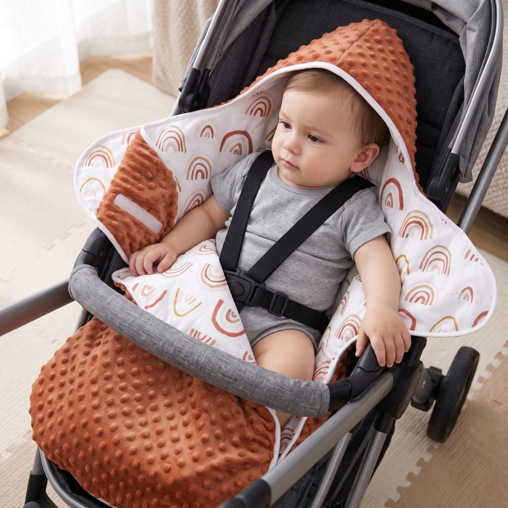 Momi Toys Reversible Quilted Baby Swaddle Blanket for Stroller & Car Seat