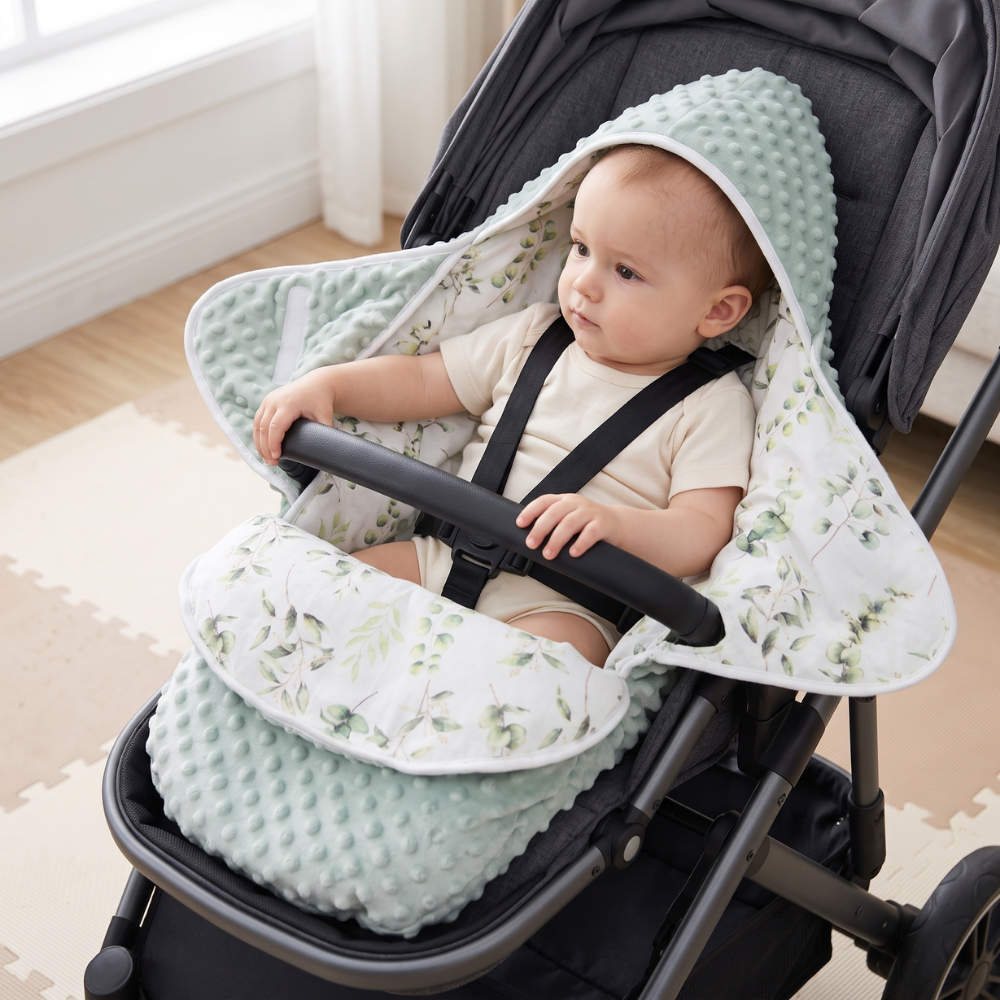 Momi Toys Reversible Quilted Baby Swaddle Blanket for Stroller & Car Seat