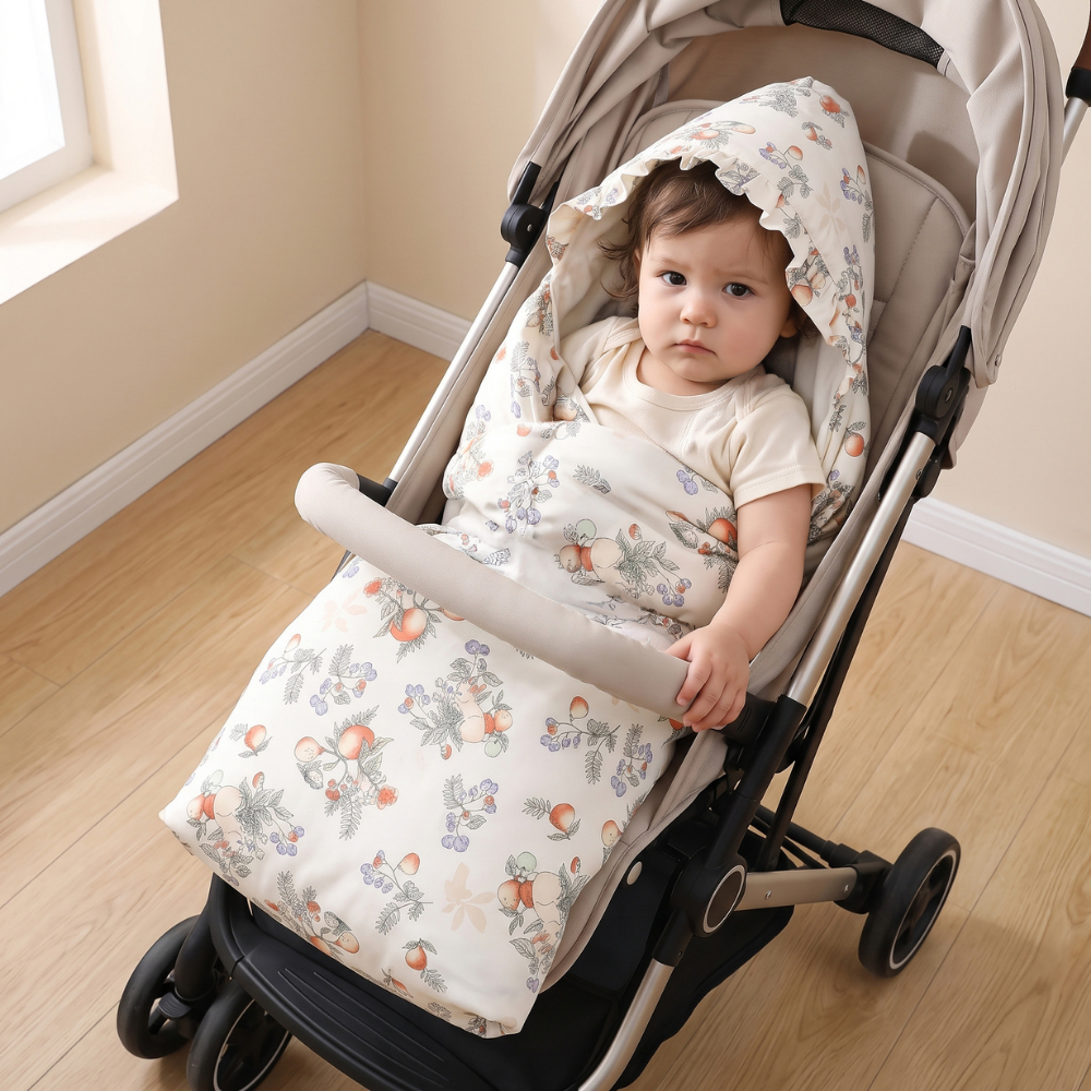 Momi Toys Hooded Baby Blanket, Cotton Stroller Blanket